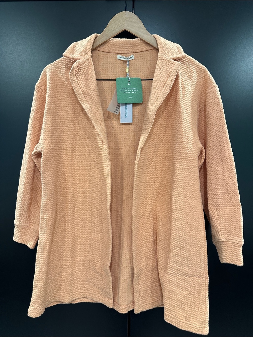 NEW The Sunday Collective Organic Cotton Waffle Knit Cardigan